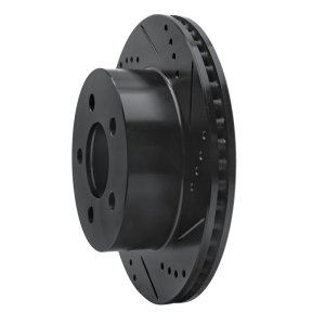 Jeep Wrangler Brake Rotor (1) - Front Right - R1 Concepts - Drilled & Slotted - Black - `99-`06